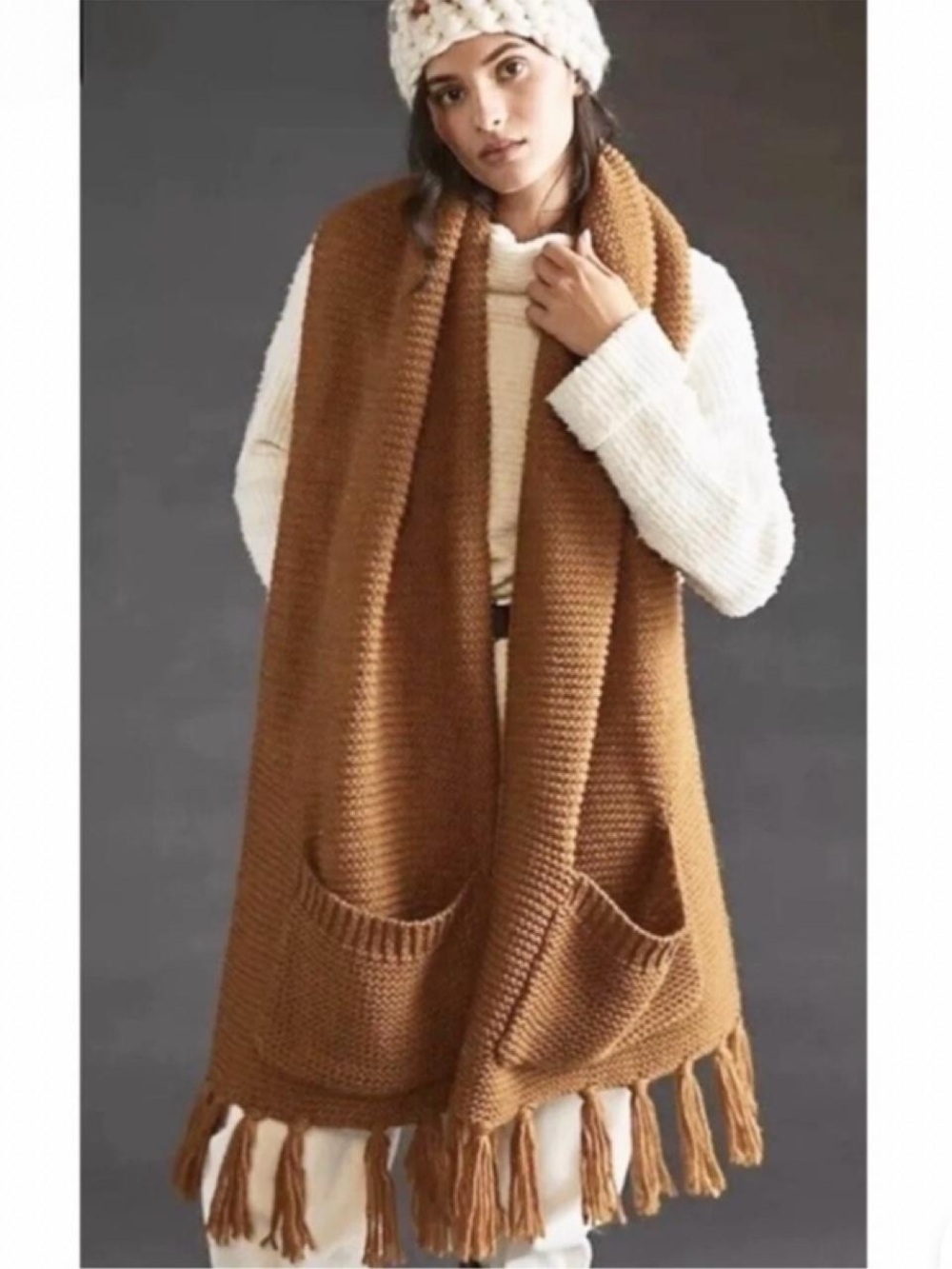 NWT Pilcro large knit mustard colored boho scarf